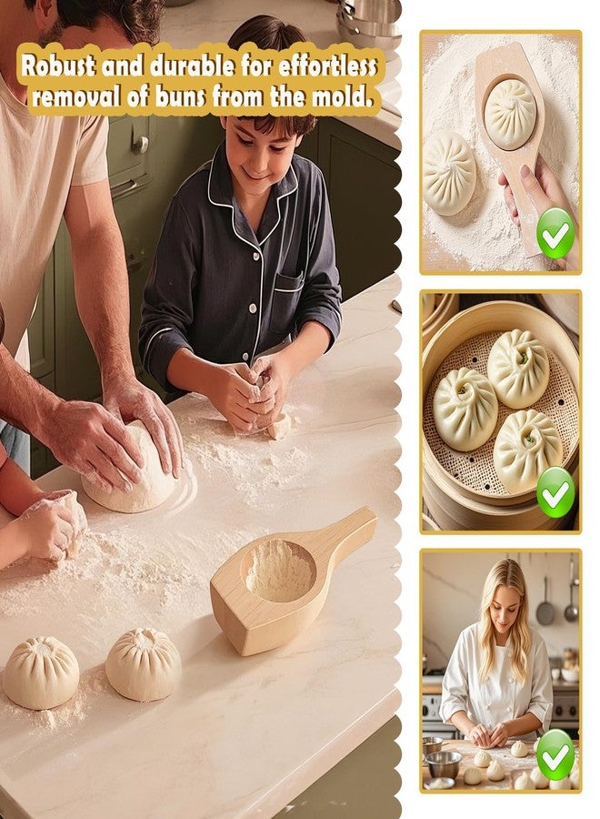 NUTSFLOW DIY Wooden Mooncake & Steamed Bun Molds - Flower Shape Baozi Dumpling Maker, Wooden Pastry & Cookie Cutter for Baking, Mid-Autumn Festival & Kitchen Use - Image 4