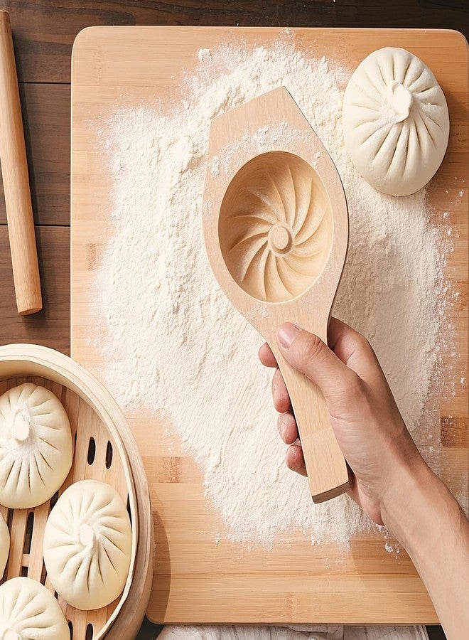 NUTSFLOW DIY Wooden Mooncake & Steamed Bun Molds - Flower Shape Baozi Dumpling Maker, Wooden Pastry & Cookie Cutter for Baking, Mid-Autumn Festival & Kitchen Use - Image 5