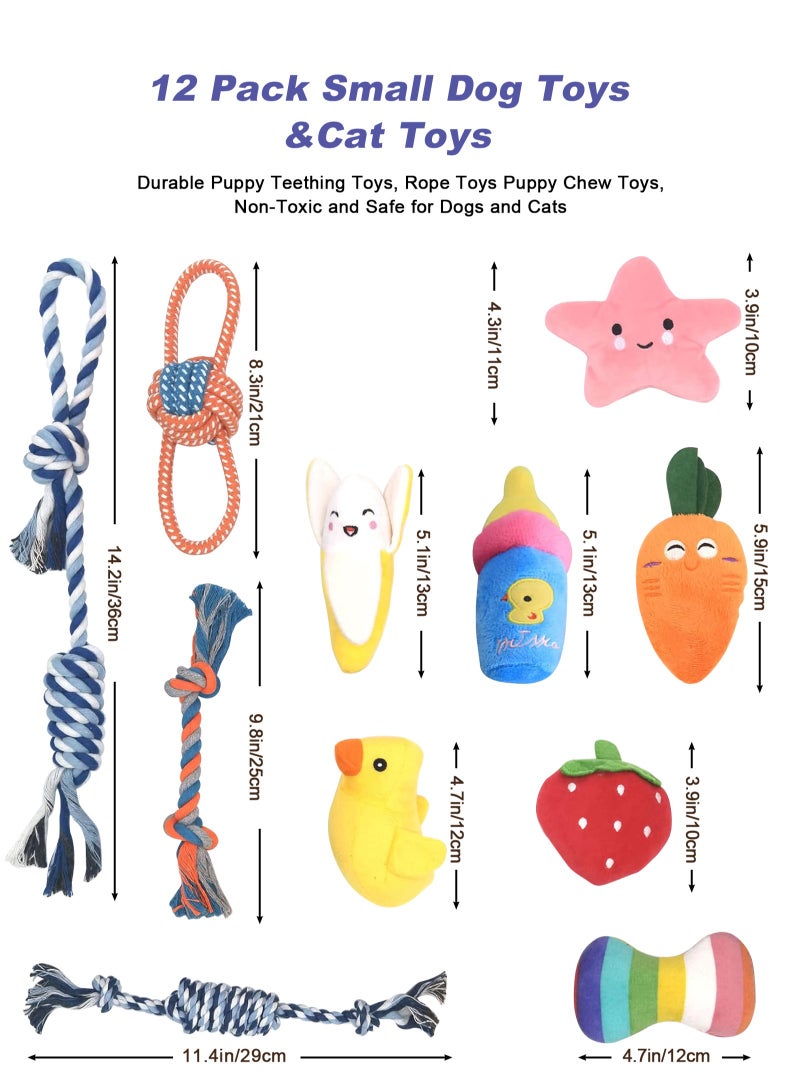 أوربازار لعبة حيوانات أليفة من حبل قطني للكلاب، عبوة من 12 لعبة تصدر صريرًا للكلاب، ألعاب مضغ للكلاب للجراء، ألعاب محشوة مع تفاعل للكلاب الأليفة، ألعاب مضغ متينة للجراء للتسنين، ألعاب مضغ طبيعية، لعبة للكلاب - Image 2