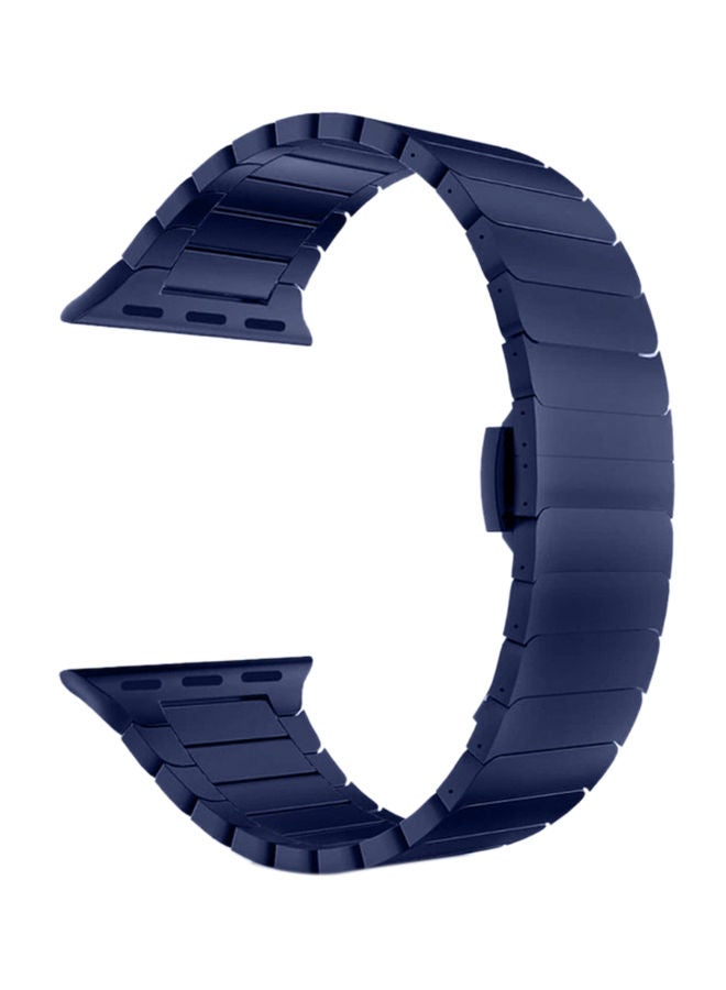 NIBEMINENT Replacement Strap 42mm/44mm/45mm/49mm Stainless Steel Link Bracelet Band For Apple Watch Series 1/2/3/4/5/6/7/8/SE Blue  - Image 1
