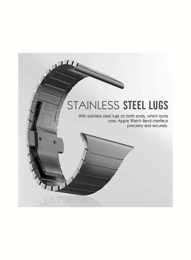 NIBEMINENT Replacement Strap 42mm/44mm/45mm/49mm Stainless Steel Link Bracelet Band For Apple Watch Series 1/2/3/4/5/6/7/8/SE Blue  - Image 4