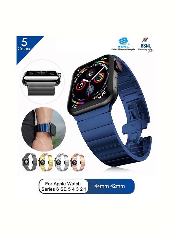 NIBEMINENT Replacement Strap 42mm/44mm/45mm/49mm Stainless Steel Link Bracelet Band For Apple Watch Series 1/2/3/4/5/6/7/8/SE Blue  - Image 2