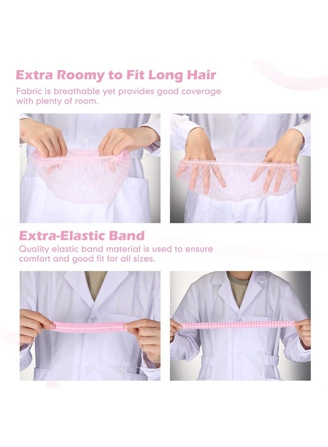 Yahenda 500 Pcs Disposable Bouffant Caps Bulk 21 Inches Disposable Caps for Hair Elastic Dust Cap Hairnets for Food Service, Nurses, Labs (Pink) - Image 4