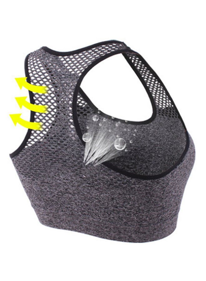 OUTAD Wireless Mesh Quick-Dry Sports Bra Grey - Image 3