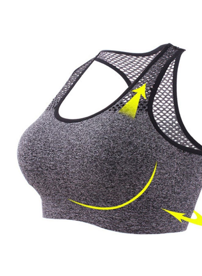 OUTAD Wireless Mesh Quick-Dry Sports Bra Grey - Image 2