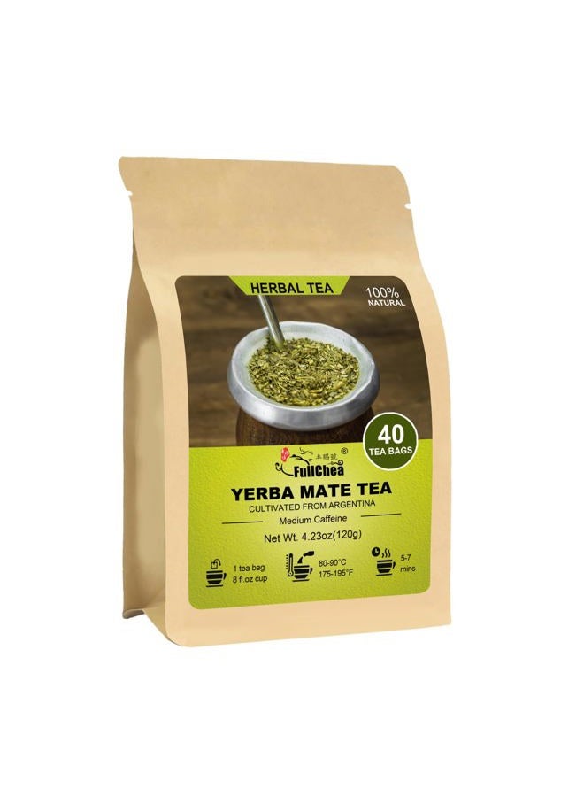 FullChea Yerba Mate Tea Bag, 40 Teabags, 3g/bag - Unsmoked, Cultivated From Argentina - Rich In Antioxidants And Plant Nutrients - Image 1