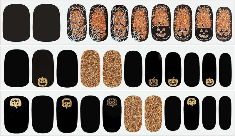 Dashing Diva Gloss Halloween Nail Strips - Twisted Nightmare | UV Free, Long Lasting, Cute Halloween Gel Nail Stickers | Contains 32 Nail Wraps, 1 Prep Pad, 1 Nail File