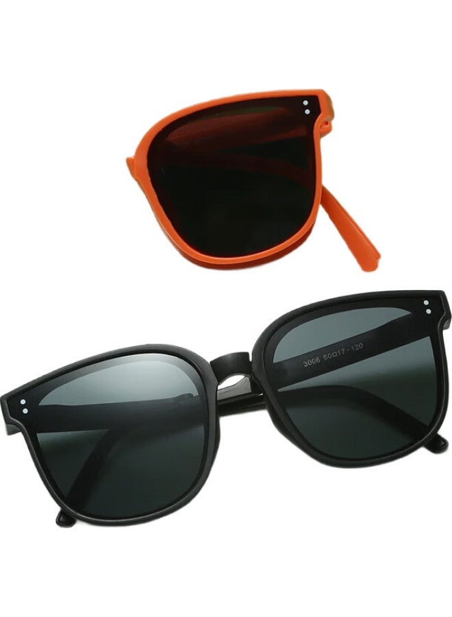 Bai Xiaoshe Folding Sunglasses For Children [Black And Gray Lenses] 3006, Boys And Girls Baby Uv Protection Sunglasses Glasses - Image 3