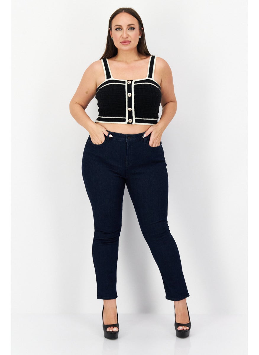 NYDJ - Women Petite Solid Stretchable Jeans, Dark Blue - Image 1