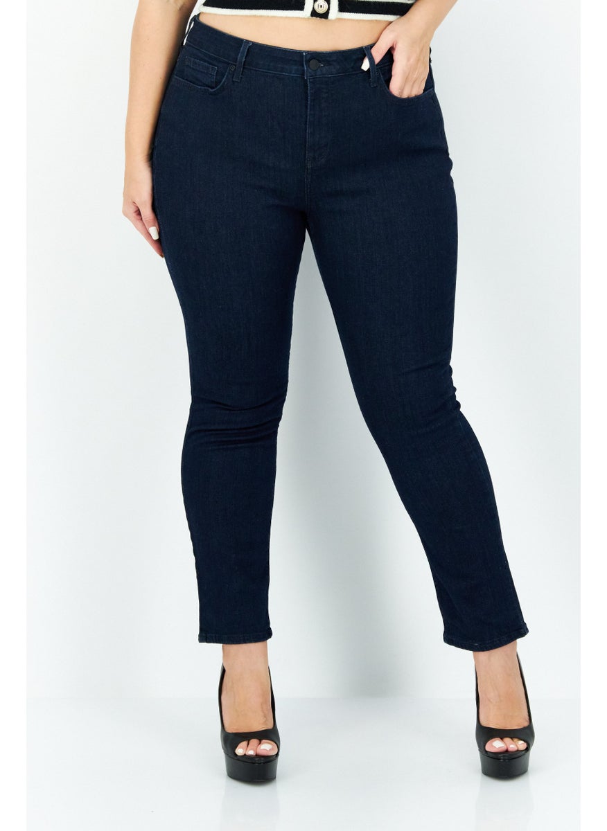 NYDJ - Women Petite Solid Stretchable Jeans, Dark Blue - Image 1