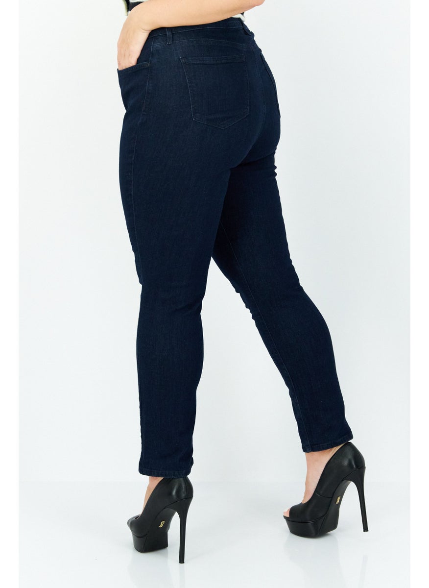 NYDJ - Women Petite Solid Stretchable Jeans, Dark Blue - Image 1