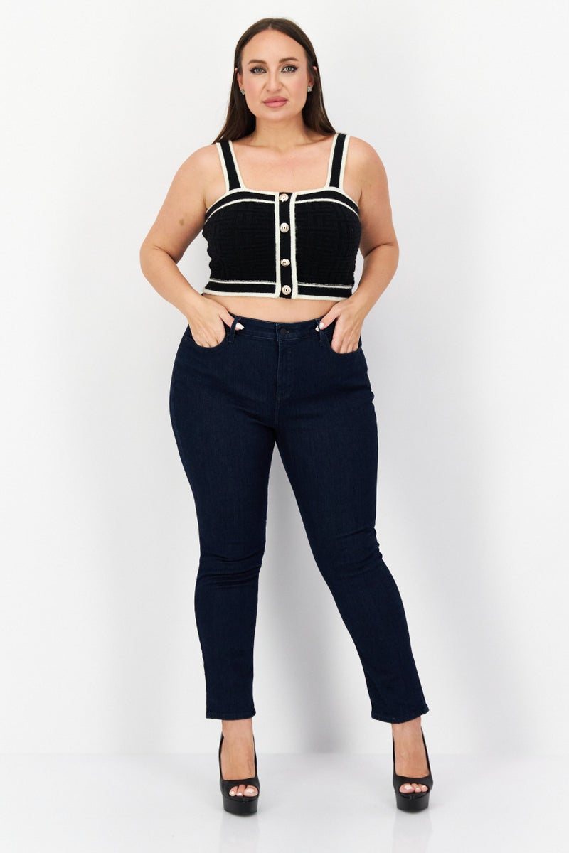 NYDJ Women Petite Solid Stretchable Jeans, Dark Blue - Image 4