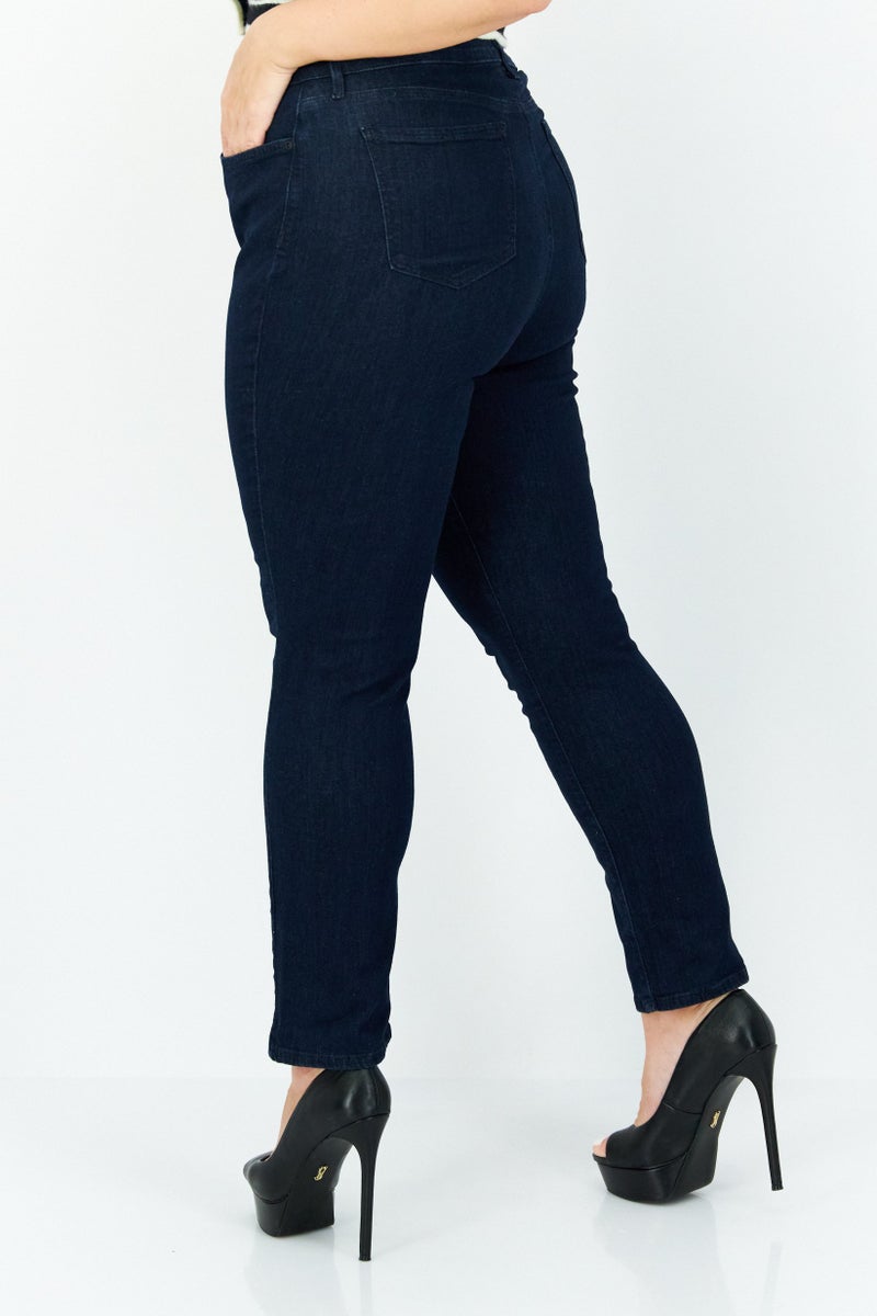 NYDJ Women Petite Solid Stretchable Jeans, Dark Blue - Image 2