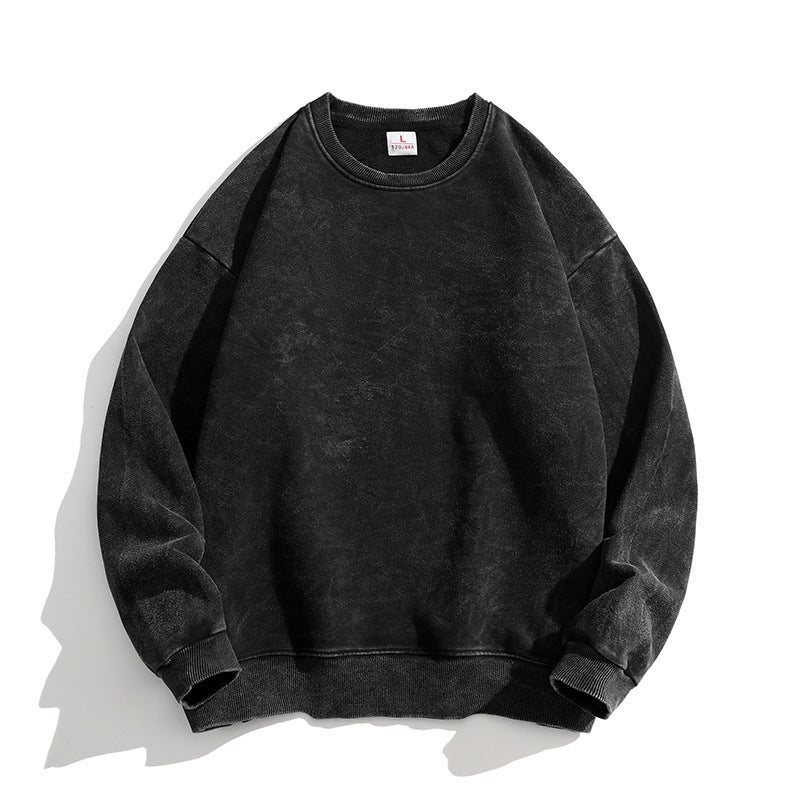 Main Push 350g Heavy New American Crewneck Washed Old Fashion Brand T-shirt Couple's Neutral Loose - Image 1