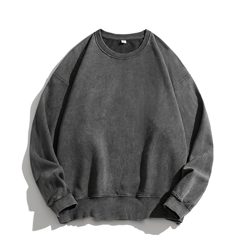 Main Push 350g Heavy New American Crewneck Washed Old Fashion Brand T-shirt Couple's Neutral Loose - Image 5