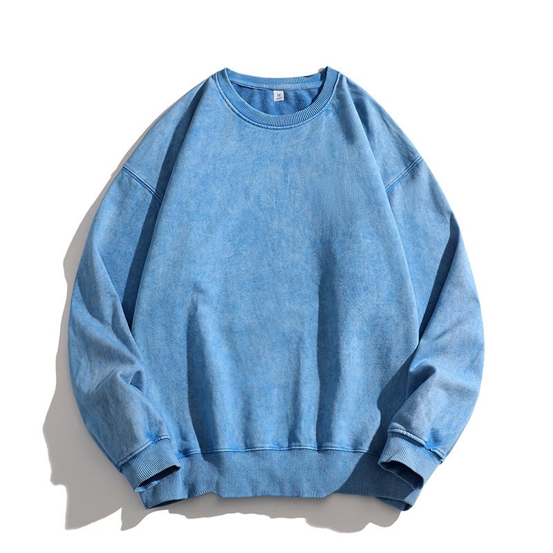 Main Push 350g Heavy New American Crewneck Washed Old Fashion Brand T-shirt Couple's Neutral Loose - Image 3