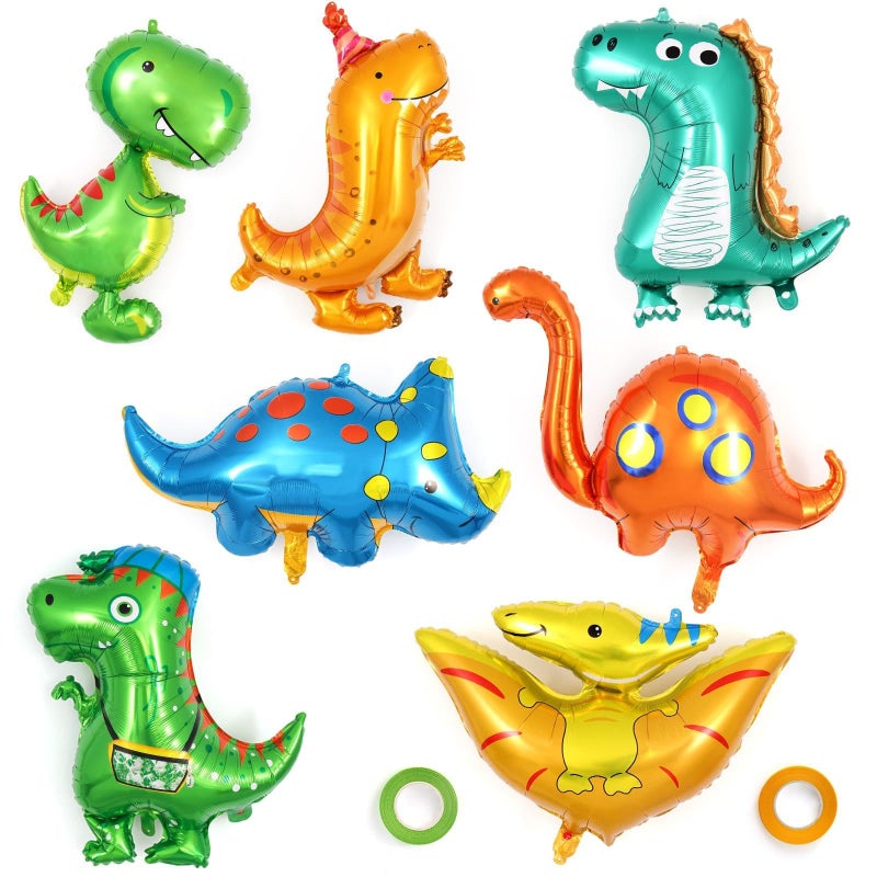 مانجو 7 قطع العملاقة دينو مايلر بالونات لموضوع الديناصورات حفلة الغابة عيد ميلاد زينة استحمام الطفل - Image 2
