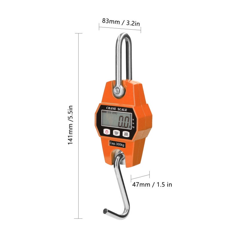 Mini Crane Electronic Scale: 300kg/600lb Capacity - Stainless Steel Load Receptor Aluminum Alloy Case, Large Backlit LCD Display, 3 Weighing Modes for Industrial And Construction Use - Image 5