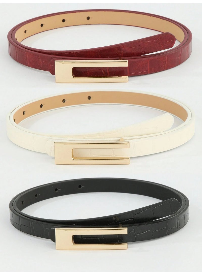 Shein Women's Slim Belt with Gold Metal Buckle Size 80  – Multicolour - Image 1