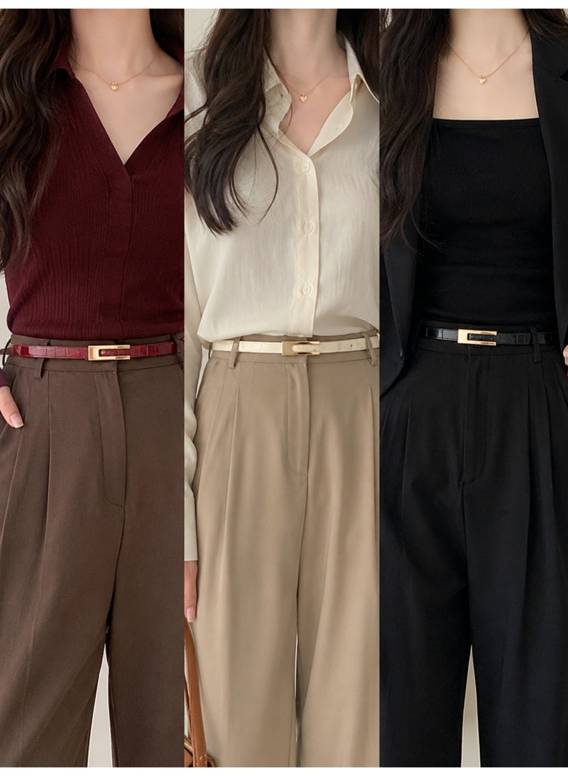 Shein Women's Slim Belt with Gold Metal Buckle Size 80  – Multicolour - Image 2