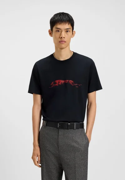 HUGO Cotton-jersey T-shirt with dog artwork