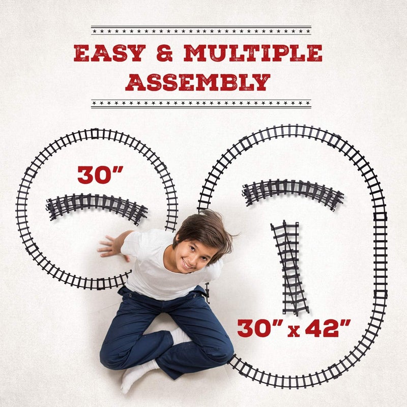 Atlasonix مجموعة قطار كهربائي للأطفال من 4-8 سنوات | مجموعة قطار للأطفال من 4-8 سنوات | مجموعات قطارات تعمل بالبطارية مع أضواء وأصوات، محرك بخاري، خيول ومسارات - هدية لعبة سكة حديد كلاسيكية - Image 3