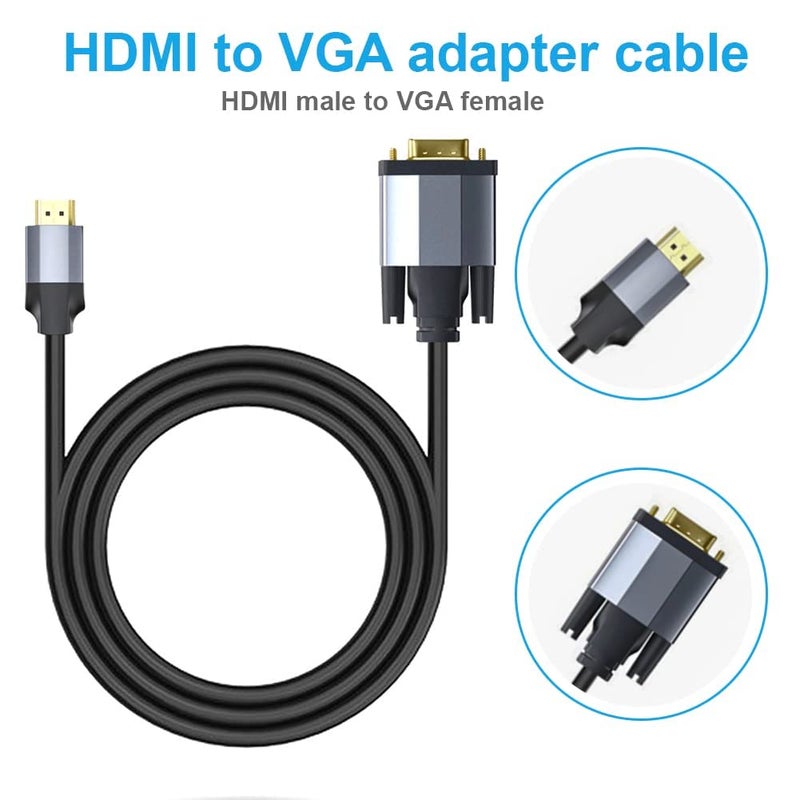 Microware HDMI to VGA Adapter Cable 6FT [Metal Case] 1080P@60Hz HDMI Male to VGA Male Uni-Directional Braided Cord for Computer, Laptop, Monitor, Roku, Xbox, Graphics Card More - Image 3