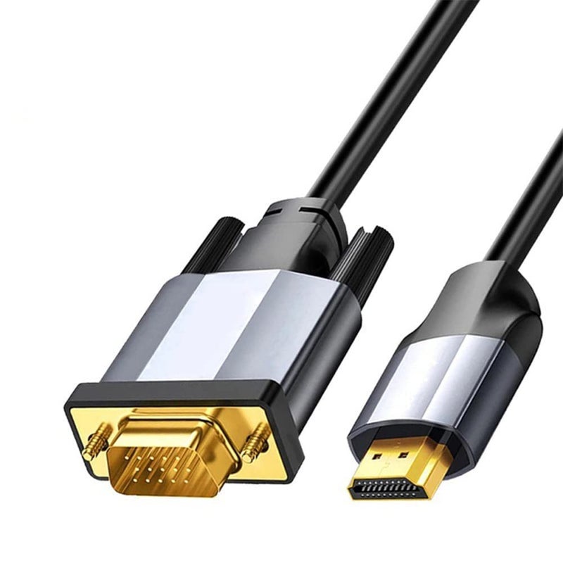 Microware HDMI to VGA Adapter Cable 6FT [Metal Case] 1080P@60Hz HDMI Male to VGA Male Uni-Directional Braided Cord for Computer, Laptop, Monitor, Roku, Xbox, Graphics Card More - Image 1