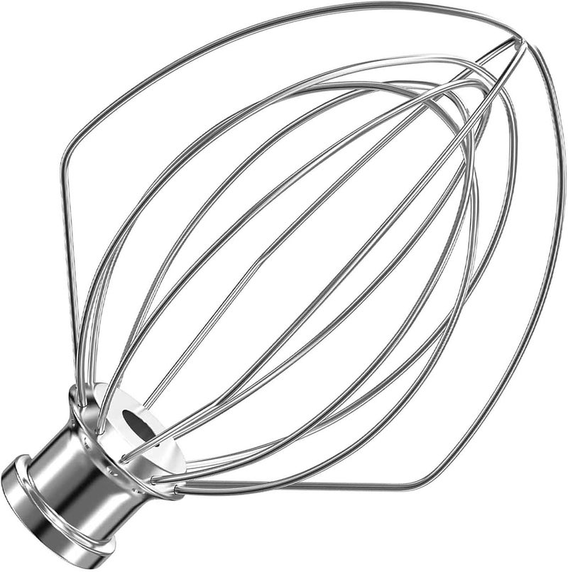 XINCAN ملحق خفاق من الفولاذ المقاوم للصدأ مكون من 6 أسلاك، مناسب لخلاط KitchenAid ذو الرأس المائل بحجم وعاء 6 قوارير، بديل للخفاق الأصلي، آمن للاستخدام في غسالة الأطباق، يُستخدم لخفق البيض والكريمة الثقيلة. - Image 1