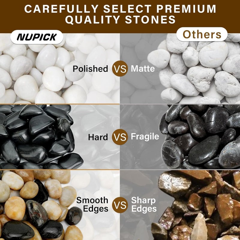 NUPICK 16lb Mix River Rocks for Outdoor Landscaping, 1-2 Inch Pebbles for Indoor Plants, Natural Polished Aquarium Gravel, Decorative Rocks for Succulent, Garden, Vases Fillers, Bird Baths - Image 3