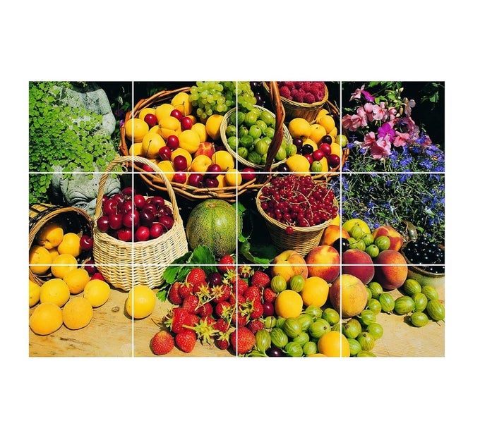 VINYL WATERPROOF FRESH FRUITS FOOD AND BEVERAGES WALL STICKER MULTICOLOUR 61 X 92 CM