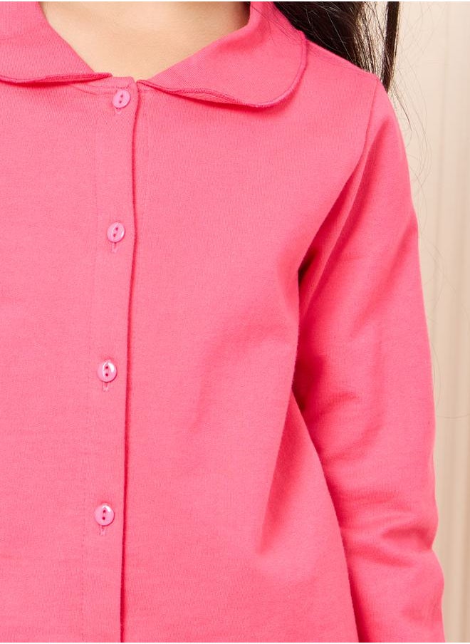 Styli - Solid Collared Shirt & Drawstring Pyjama Set - Image 1