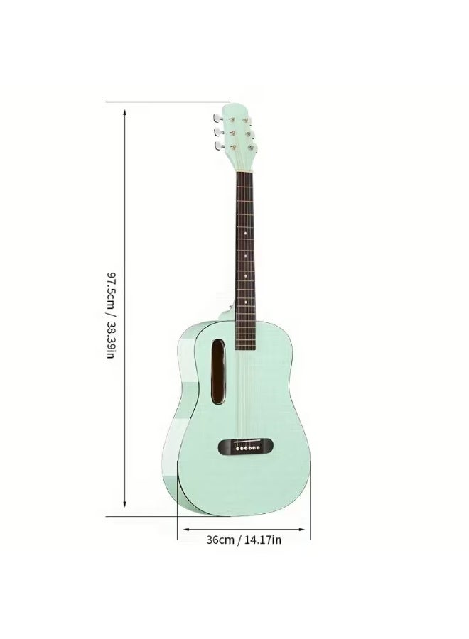 Megarya GS-X1 Signature Series - 36" Portable Lava Style GuitarAfrican Wood Body for Rich Acoustic Tone LIght Green Color Brand: MegArya - Image 2