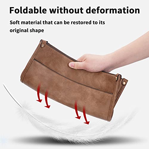 HKCLUF Crossbody Bags for Women Trendy Designer Vegan Leather Hobo Handbags With 2PCS Adjustable Guitar Strap Shoulder Bucket Bags(light tan) - Image 4