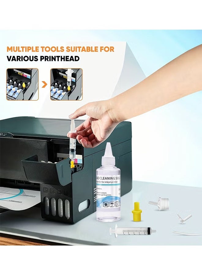 HY 100ml Printhead Cleaning Kit Printer Cleaner Solution with Nozzles Works for Epson HP Brother Canon Inkjet Printer Head Cleaning Liquid - Image 3