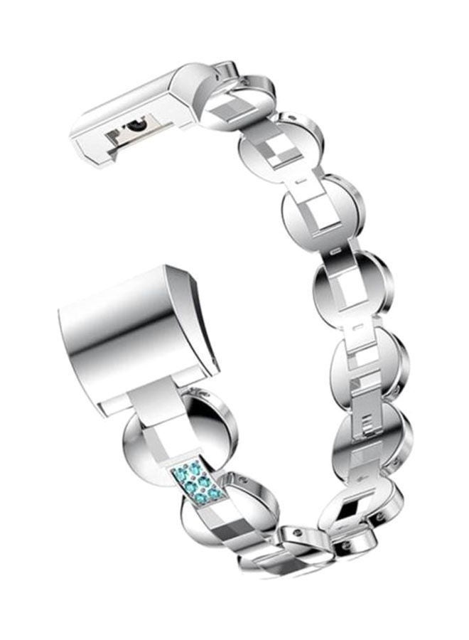 NIBEMINENT Replacement Watch Band For Fitbit Charge 2 Silver/Blue - Image 1