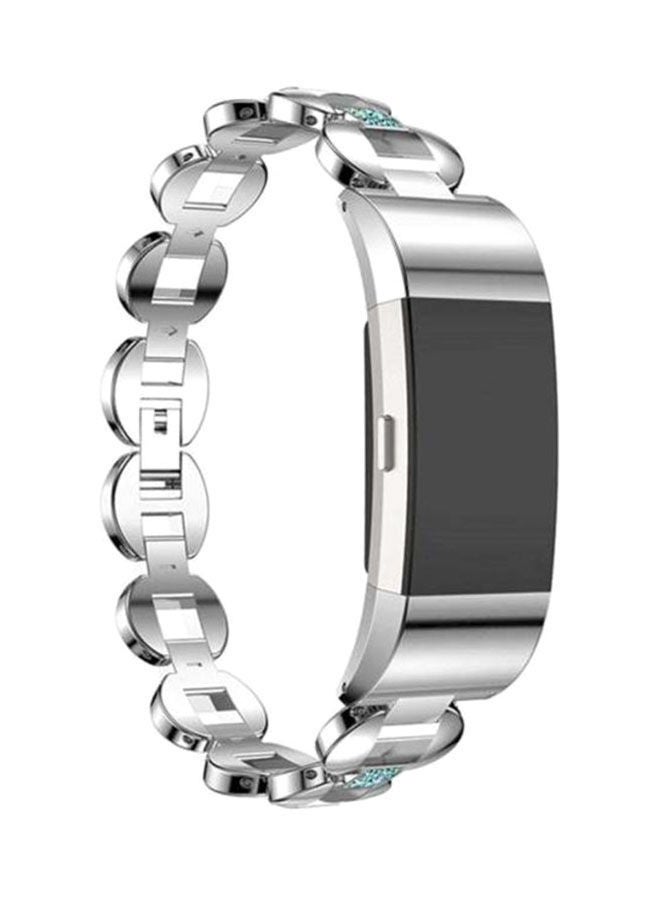 NIBEMINENT Replacement Watch Band For Fitbit Charge 2 Silver/Blue - Image 3