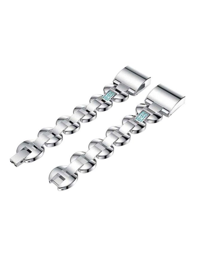 NIBEMINENT Replacement Watch Band For Fitbit Charge 2 Silver/Blue - Image 2