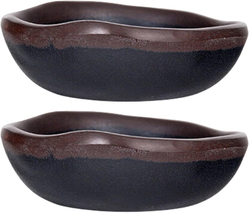 Needzo Needzo Melamine Serving Dish Black and Brown Boho Styled Bowl Kitchen Supplies 3 x 125 Inches Pack of 2  - Image 1