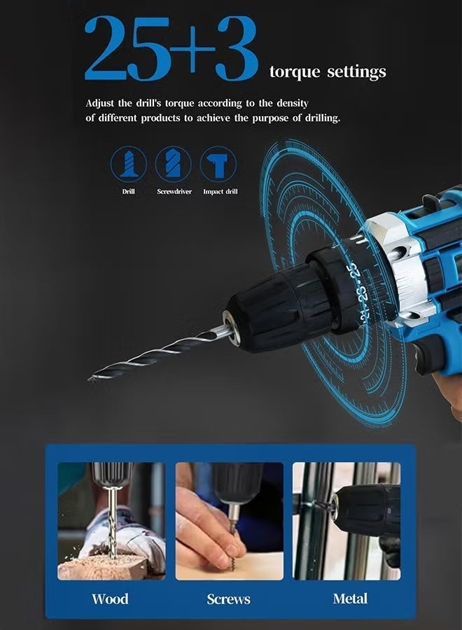 RION 48V Cordless Power Tool Kit – 128-Piece Professional Home & Garden Repair Set with Drill, Hand Tools & DIY Accessories - Image 2