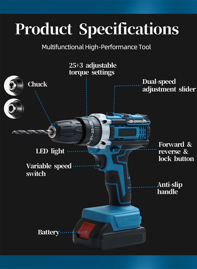 RION 48V Cordless Power Tool Kit – 128-Piece Professional Home & Garden Repair Set with Drill, Hand Tools & DIY Accessories - Image 4