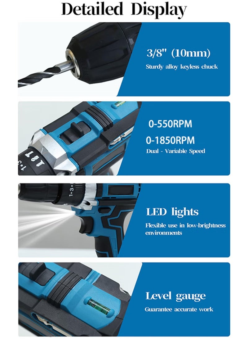 RION 48V Cordless Power Tool Kit – 128-Piece Professional Home & Garden Repair Set with Drill, Hand Tools & DIY Accessories - Image 5