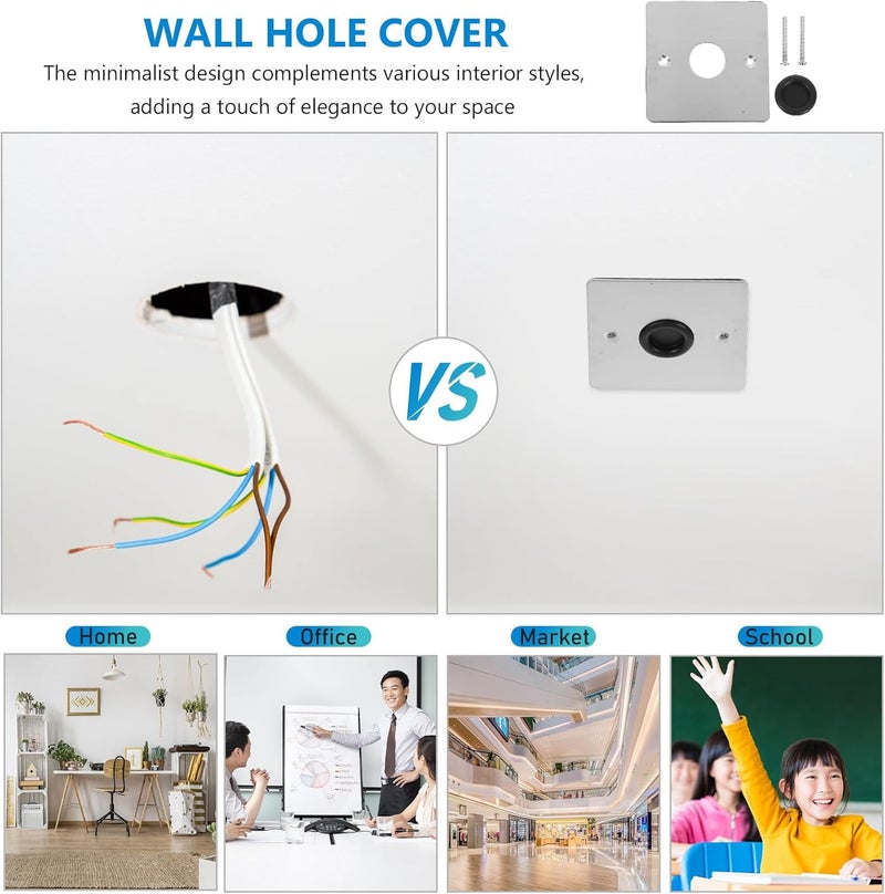 DOITOOL Metal Cable Outlet Cover Plate with Cable Slot, 86 Stainless Steel Ceiling Blank Wall Plate for Electrical Socket, Decorative Square Wall Socket Cover for Indoor and Outdoor Use - Image 3