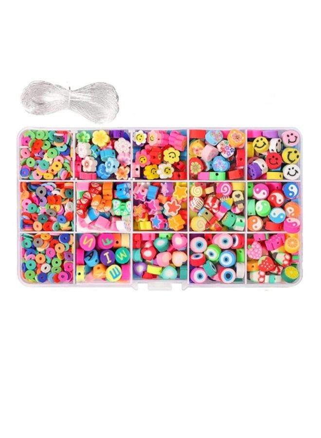 15 Grid Soft Ceramic Beads Set with 4 Meters Crystal Line