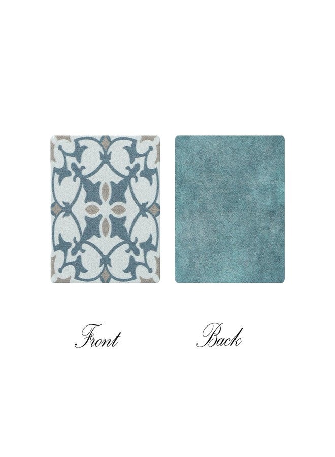 iLAND Dollhouse Flooring on 1/12 Scale 1/6 Scale, Miniature Dollhouse Accessories, 60pcs Double-Sided Dollhouse Floor Tiles (Luxury Rococo Floral & Blue Marble Tiles) - Image 2
