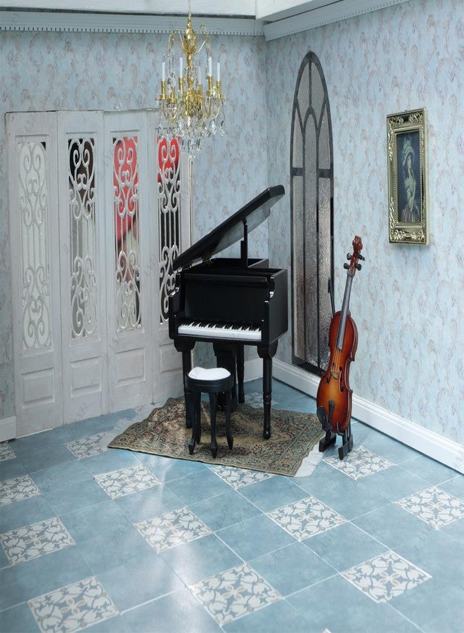 iLAND Dollhouse Flooring on 1/12 Scale 1/6 Scale, Miniature Dollhouse Accessories, 60pcs Double-Sided Dollhouse Floor Tiles (Luxury Rococo Floral & Blue Marble Tiles) - Image 5