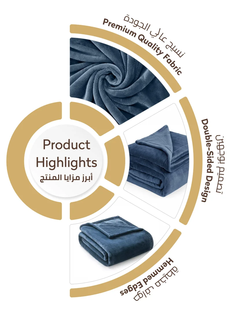 Donetella Fleece Blanket Single Size(170 X 200 CM) Super Soft Throw Blanket With 300 GSM Best Lightweight Warm Plush Throws For Bed, Sofa,Couch And Camping,Mist Blue