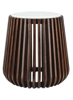 Homez Marble And Wood Side Table   Dia 58Xht: 57 cm 