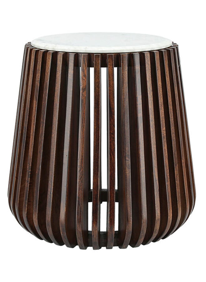 Homez - Marble And Wood Side Table   Dia 58Xht: 57 cm - Image 1