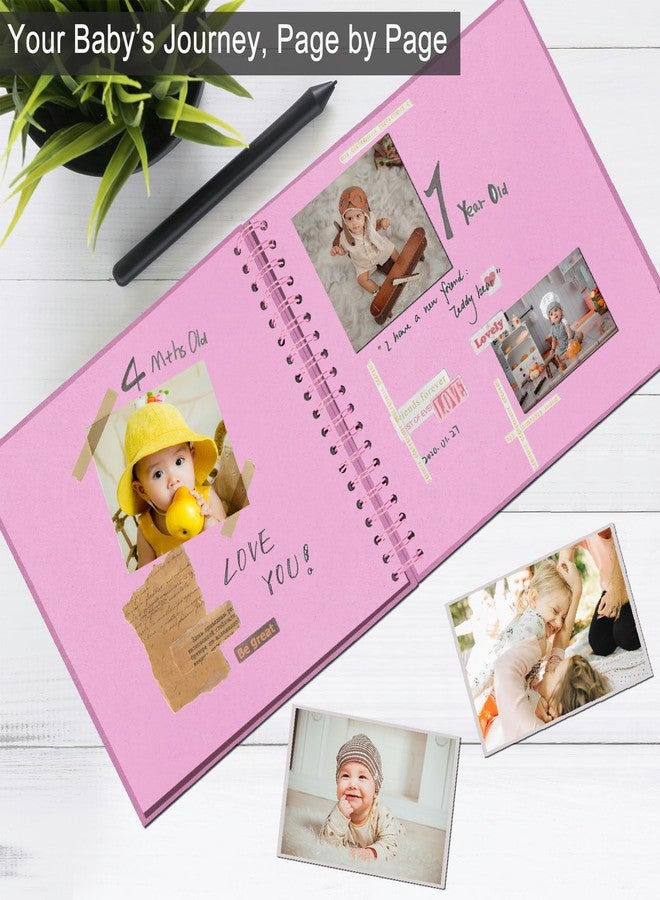 Sprsthai DIY Scrapbook Album 7x7 Inch - Hardcover Kraft Paper Photo Book, Blank Memory Scrap Book for DIY Crafts, Wedding, Anniversary, 40 Pages (20 Sheets), Pink - Image 3